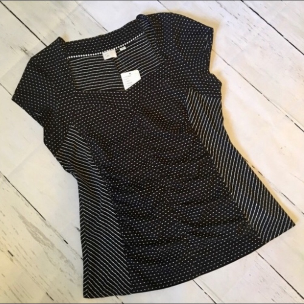 Anthropologie Postmark Top XL Polka Dot Ruched